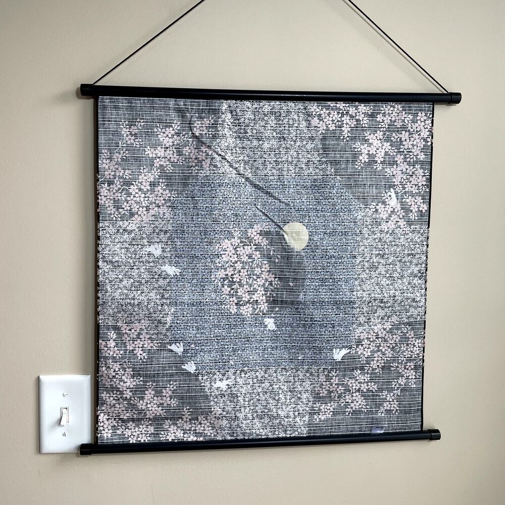 Japanese print fabric wall hanging blue black purple white night sky design - Picture 6 of 6